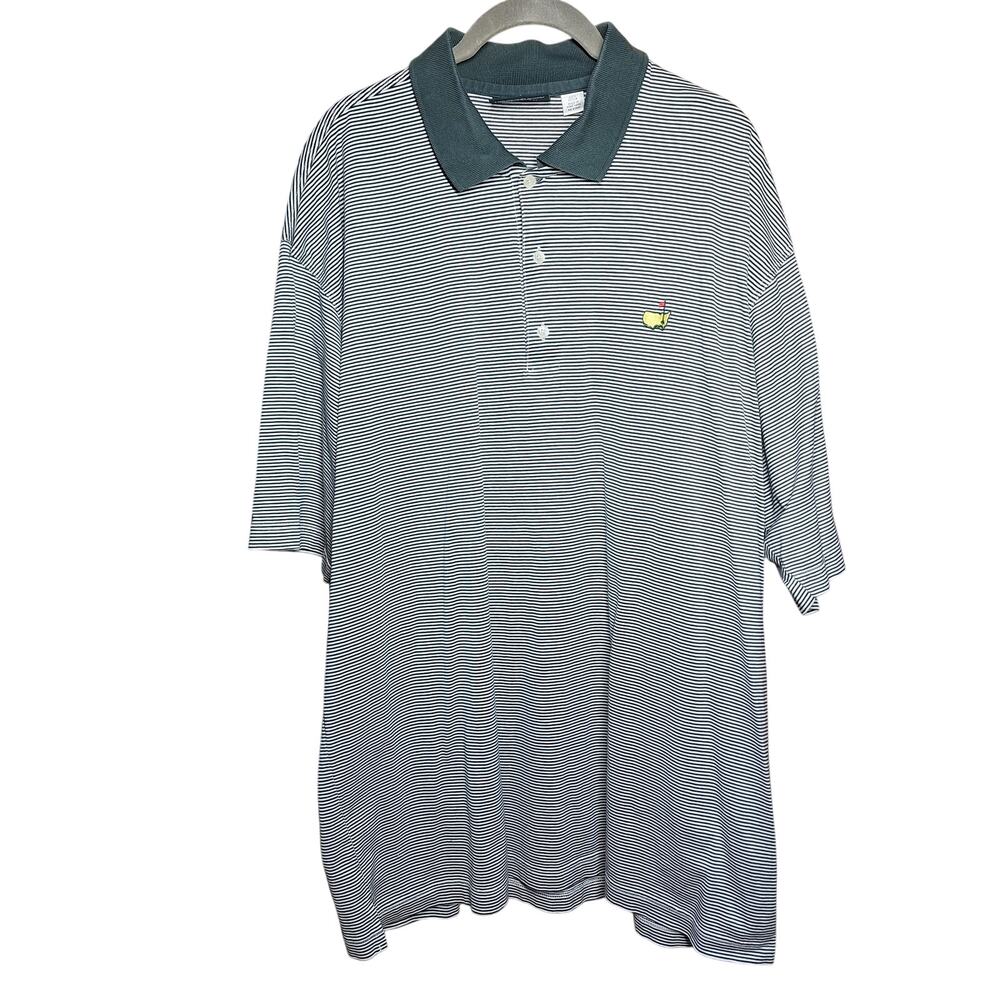 Masters golf tournament vintage striped polo green white golfing Mens XL *read*